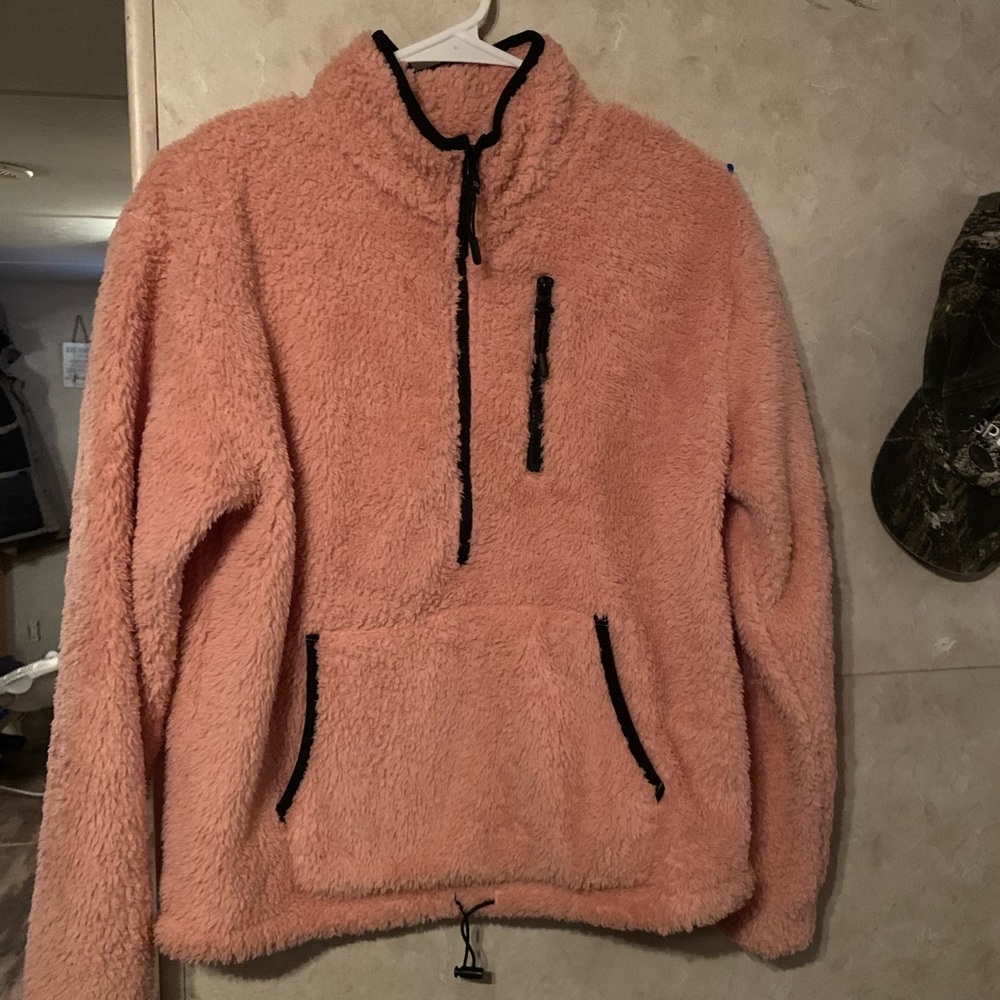 pink fuzzy jacket